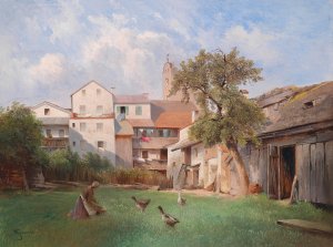 Hof des Seifensiederhauses in Tittmoning by Carl Franz Emanuel Haunold Oil Painting