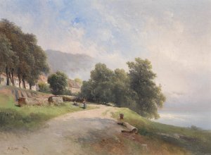 Holzgarten Vorstadt in Passau by Carl Franz Emanuel Haunold Oil Painting
