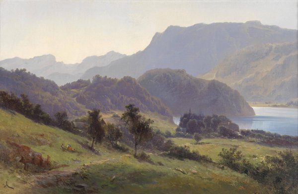 Main Product Photo of Partie am Wolfgangsee Painting by Carl Franz Emanuel Haunold