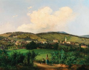 Vienna, a View of the Church and Barracks in Mauer seen from Lange Gasse by Carl Franz Michael Geyling Oil Painting