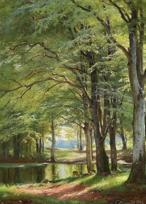 Alob gennem skoven by Carl Frederik Aagaard Oil Painting