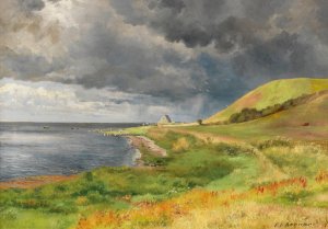 Niedergehender Schauer an der danischen Kuste by Carl Frederik Aagaard Oil Painting