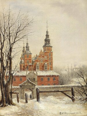 Rosenborg ved vintertide Oil painting by Carl Frederik Aagaard