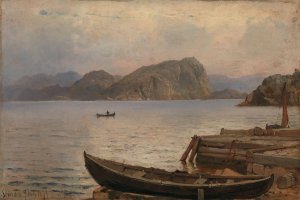River landscape by Carl Frederik Sorensen Oil Painting