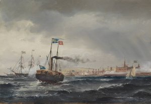 Svenske Kongens Besog paa Kronborg by Carl Frederik Sorensen Oil Painting
