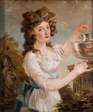 Young Lady with Goldfish by Carl Frederik Von Breda Oil Painting