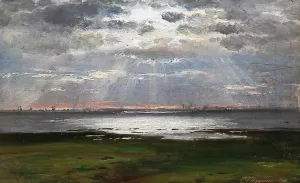 Coastal Landscape at Sunset by Carl Frederic Aagaard - Oil Painting Reproduction