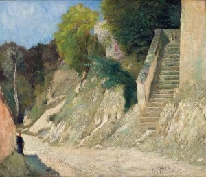 A Steep Ascent in Montigny-sur-Loing by Carl Fredrik Hill Oil Painting