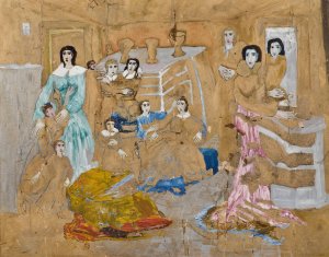 Figures on Golden Ground. Composition from His Illness by Carl Fredrik Hill Oil Painting