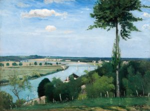 French River Landscape, Bois-le-Roi by Carl Fredrik Hill Oil Painting