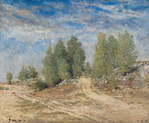 Gravel Slope  by Carl Fredrik Hill - Hand-Painted Oil Painting Reproduction
