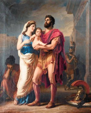 The Farewell Of Hector To Andromaque And Astyanax by Carl Friedrich Deckler Oil Painting