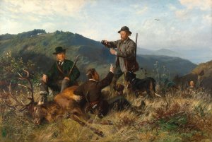 A Successful Hunt by Carl Friedrich Deiker Oil Painting
