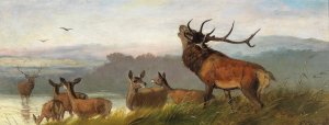 Die Rivalen by Carl Friedrich Deiker Oil Painting