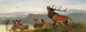 Die Rivalen by Carl Friedrich Deiker Oil Painting