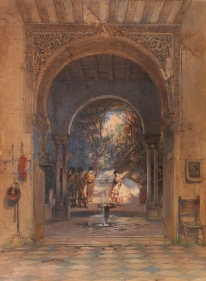 Kastagnettentanzerin in der Alhambra in Granada by Carl Friedrich Heinrich Werner Oil Painting