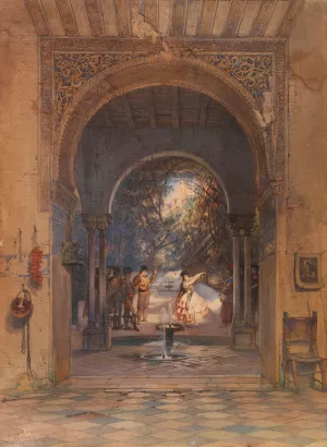 Kastagnettentanzerin in der Alhambra in Granada Oil painting by Carl Friedrich Heinrich Werner