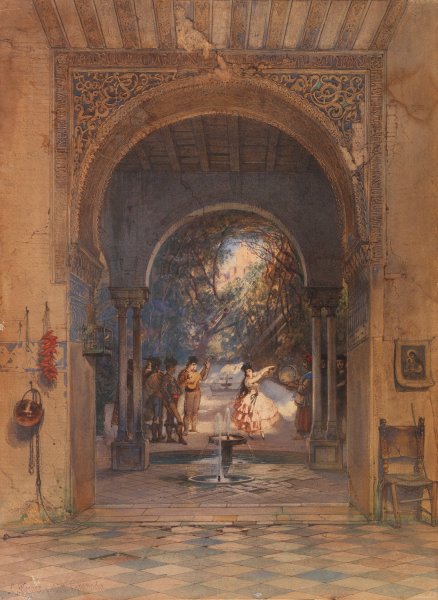 Main Product Photo of Kastagnettentanzerin in der Alhambra in Granada  Painting by Carl Friedrich Heinrich Werner