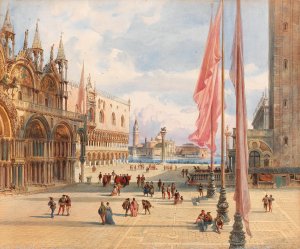 Marcus Square In Venice by Carl Friedrich Heinrich Werner Oil Painting