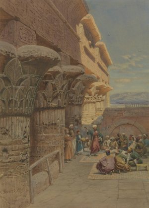Musicians At Philae by Carl Friedrich Heinrich Werner Oil Painting