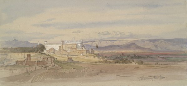 Main Product Photo of Roman Landscape with San Giovanni in Laterano  Painting by Carl Friedrich Heinrich Werner