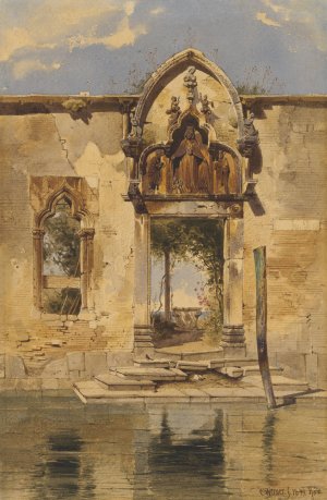 The Portal of the Madonna della Misericordia from the Canal by Carl Friedrich Heinrich Werner Oil Painting