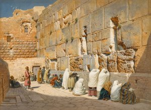 The Wailing Wall, Jerusalem by Carl Friedrich Heinrich Werner Oil Painting