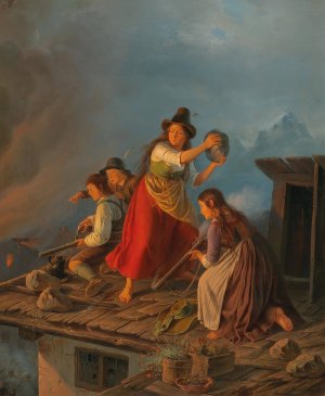 A Scene From The Tyrolean Rebellion by Carl Friedrich Moritz Muller Oil Painting