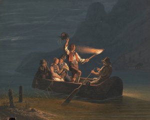 Nachtliche uberfahrt by Carl Friedrich Moritz Muller Oil Painting