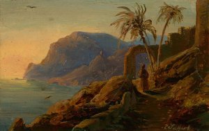Sunset on Capri by Carl Friedrich Seiffert   Oil Painting