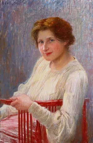 Bildnisstudie by Carl Froschl Oil Painting