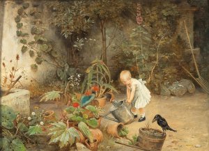 The Little Gardener by Carl Froschl Oil Painting