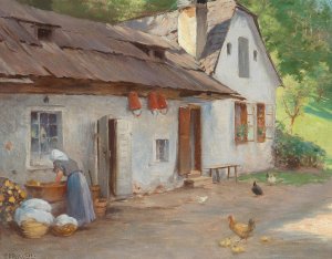 Waschtag by Carl Froschl Oil Painting