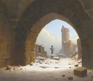 Burgruine by Carl Georg Adolph Hasenpflug Oil Painting