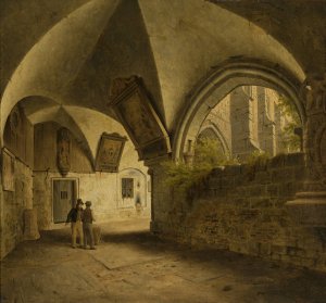 Cloister of the Halberstadt Cathedral by Carl Georg Adolph Hasenpflug Oil Painting