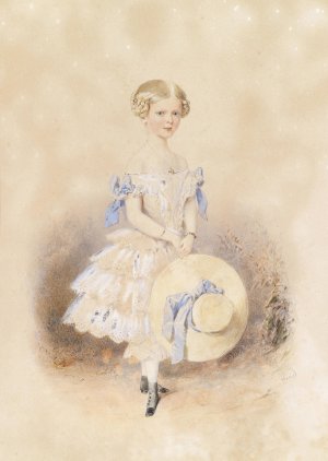 Madchen mit Strohhut by Carl Goebel Oil Painting