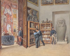 Das Eintrittskabinett in die agyptische Sammlung by Carl Goebel The Younger Oil Painting