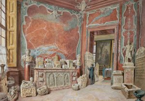 Das Marmorkabinett mit den Antiken by Carl Goebel The Younger Oil Painting