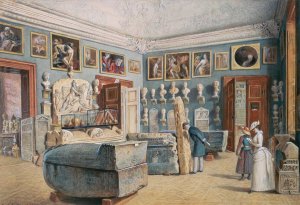 Das Zimmer mit dem Mithras- und den agyptischen Sarkophagen by Carl Goebel The Younger Oil Painting