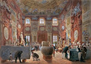 Der grose Marmorsaal des Unteren Belvederes mit den Skulpturen der Antikensammlung by Carl Goebel The Younger Oil Painting