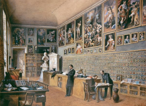 Main Product Photo of Die Bibliothek, zugleich Buro der Beamten der Ambraser Sammlung  Painting by Carl Goebel The Younger