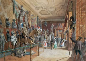 Die Rustkammer III der Ambraser Sammlung Oil painting by Carl Goebel The Younger