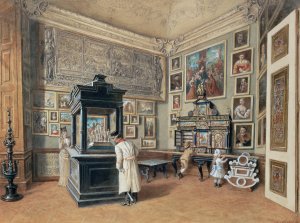 Letztes Kabinett der Ambraser Sammlung mit bohmischen Glasern by Carl Goebel The Younger Oil Painting