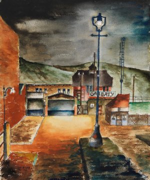 Hauser bei Nacht by Carl Grossberg Oil Painting