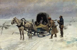The Death of Sten Sture the Younger on the Ice of Lake Malaren Oil painting by Carl Gustaf Hellqvist