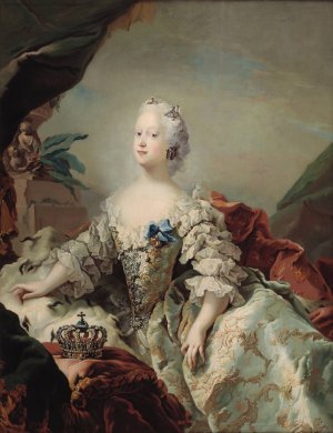 Louise, Frederik V's First Queen in her Coronation Robes by Carl Gustaf Pilo Oil Painting