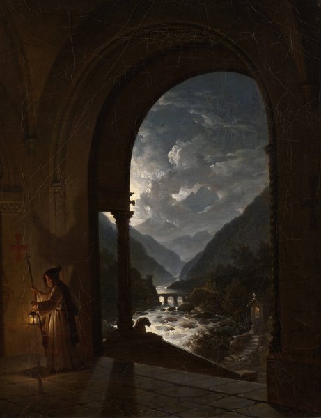 Moonlit Rapids  by Carl Gustaf Plagemann - Hand-Painted Oil Painting Reproduction