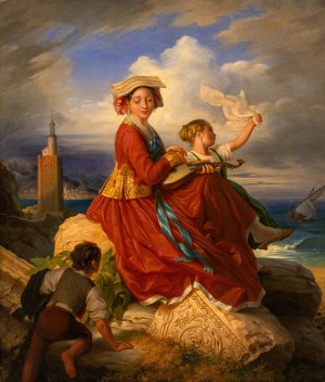 The Fisherman's Wife from Nettuno by Carl Gustaf Plagemann Oil Painting