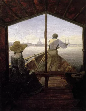A Gondola on the Elbe near Dresden by Carl Gustav Carus - Oil Painting Reproduction