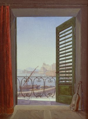 Balcony Room with a View of the Bay of Naples by Carl Gustav Carus Oil Painting